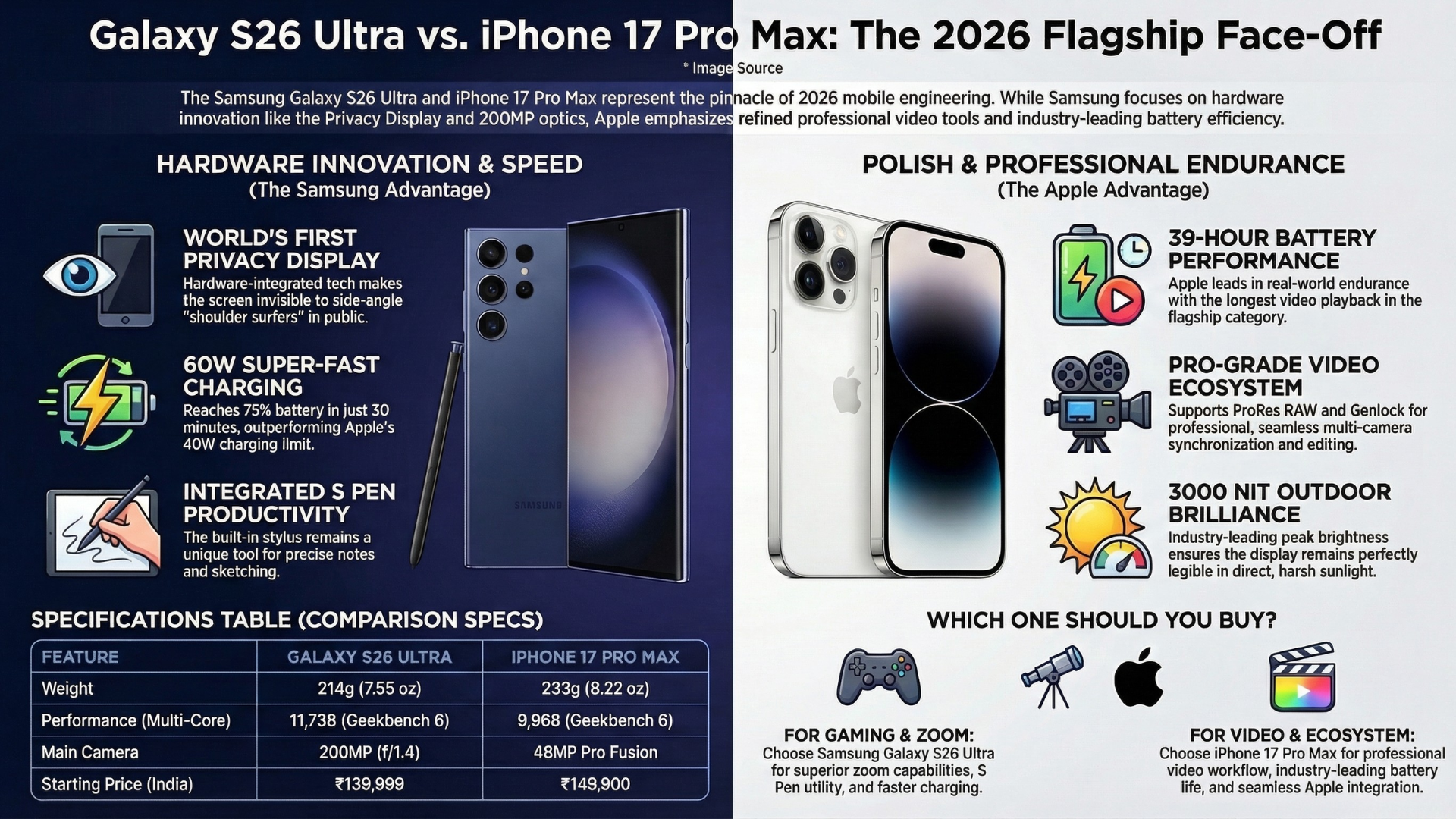 iPhone 17 Pro Max vs Samsung Galaxy S26 Ultra